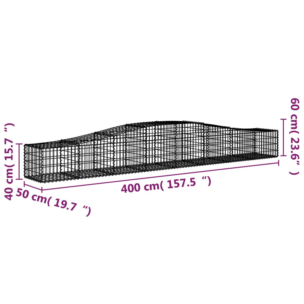 vidaXL Gabion Basket Arched Gabion Basket Planter for Flower Galvanized Iron