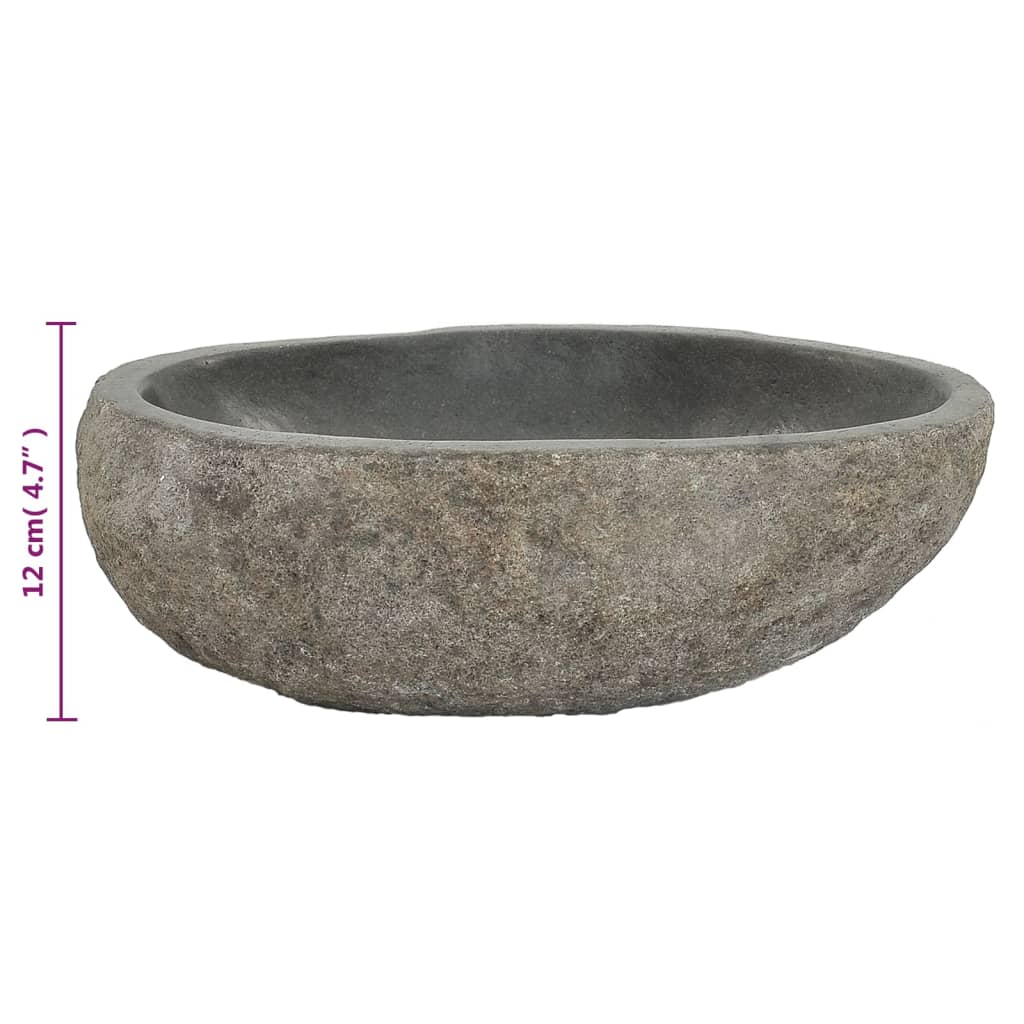vidaXL Wash Basin Small Wash Sink Bathroom Basin Natural River Stone Oval-4