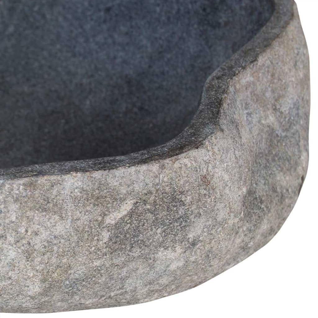 vidaXL Wash Basin Small Wash Sink Bathroom Basin Natural River Stone Oval-0