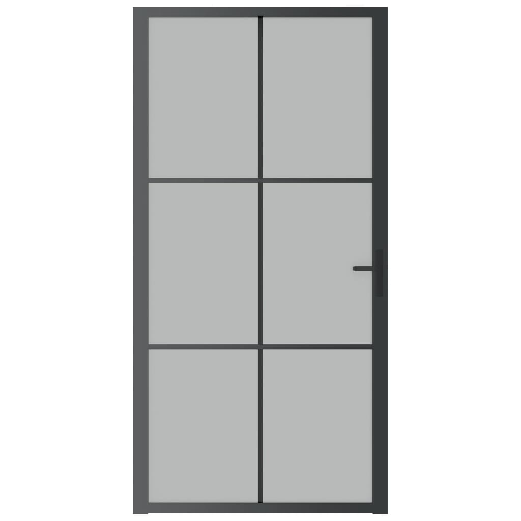 vidaXL Interior Door 40.4"x79.3" Black Matt Glass and Aluminum