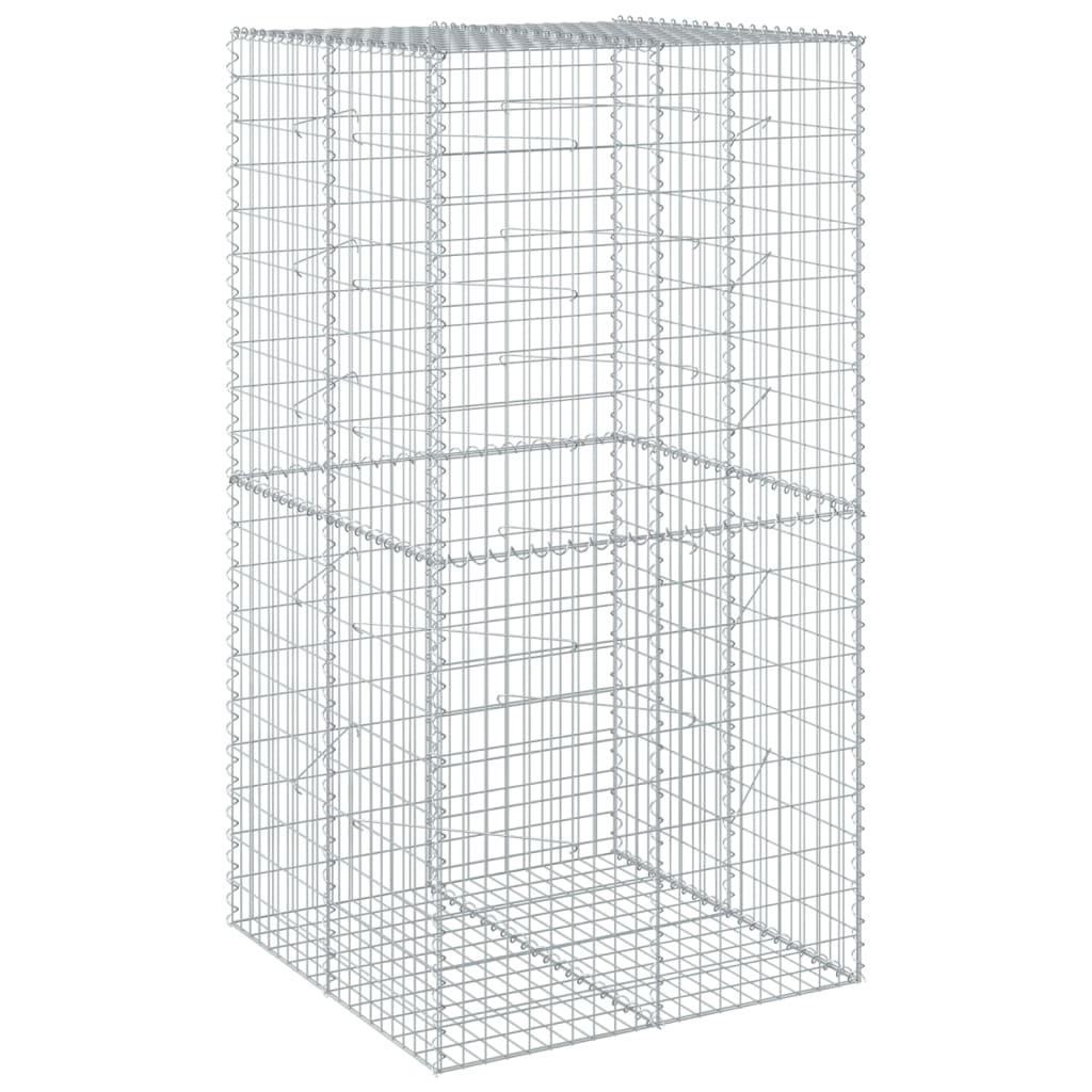 vidaXL Gabion Basket with Cover 39.4"x19.7"x39.4" Galvanized Iron-25